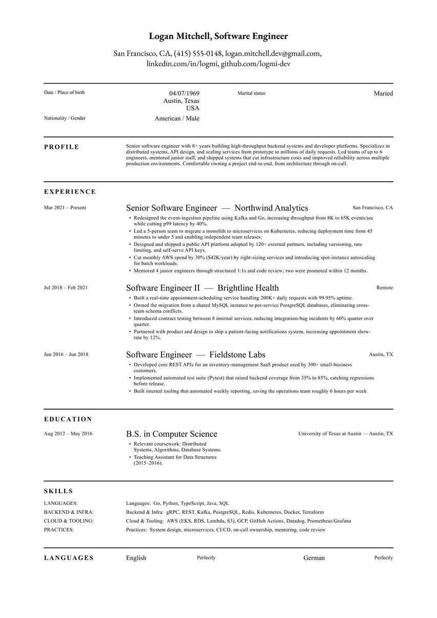 Londýn resume template